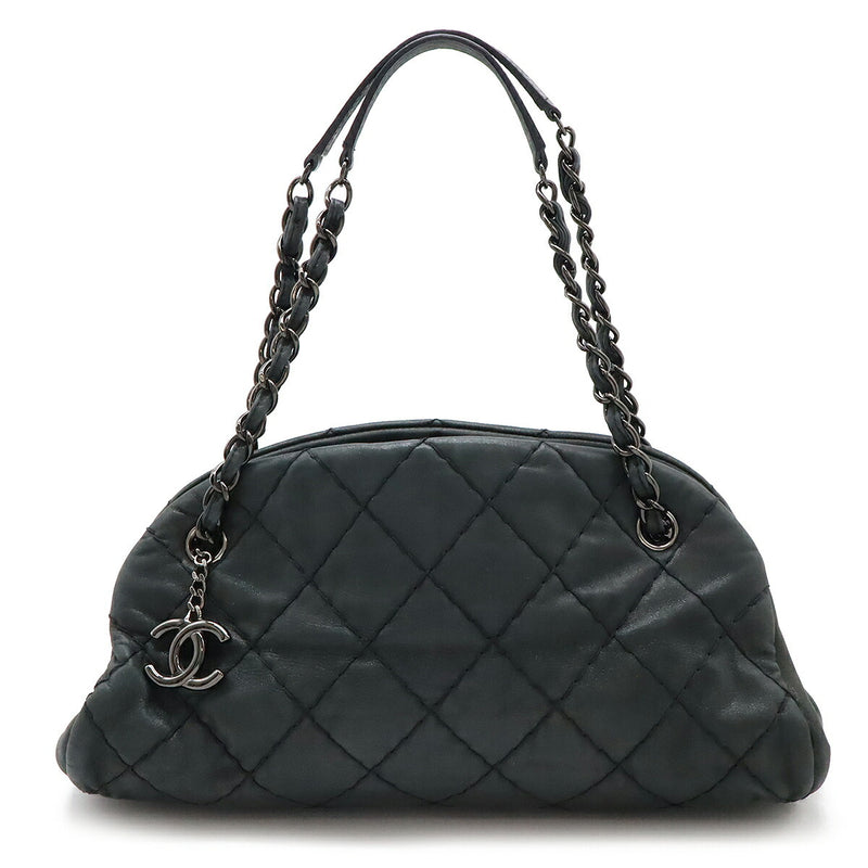 Chanel Mademoiselle Matrasse Bowling Bag A50556 Dark Gray Leather Chain