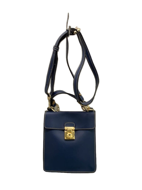 7305bis Leather Shoulder Bag Navy Blue Italian Leather Everyday Carry