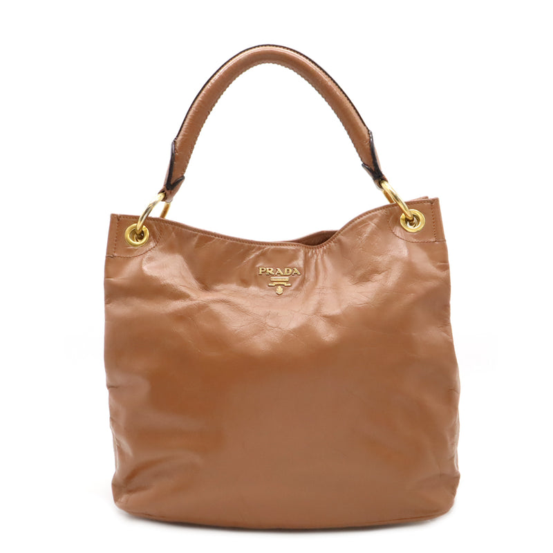 Prada Br4829 Leather Shoulder Bag Handbag Dark Salmon Gold Hardware