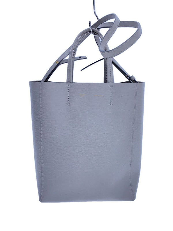 Celine Vertical Cabas Small Shoulder Bag Leather Tote Gray Plain 2-way