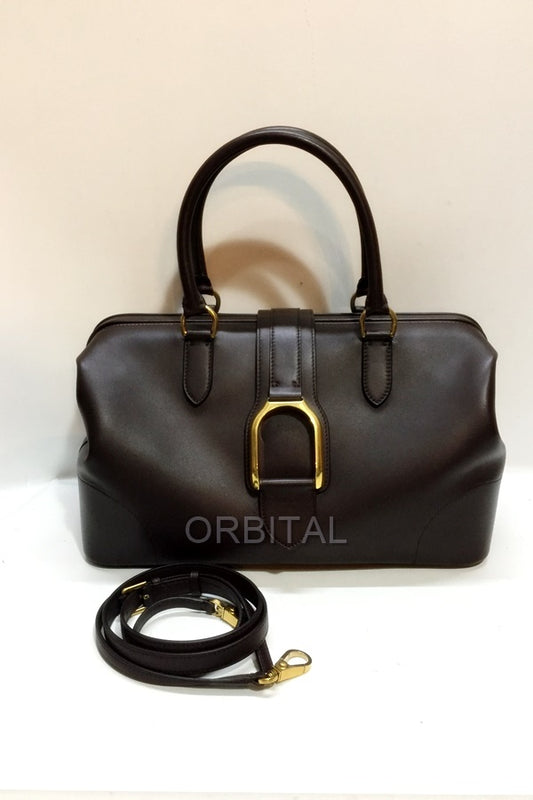 Wellington Leather Doctor Bag 2-way Handbag Shoulder Bag Brown