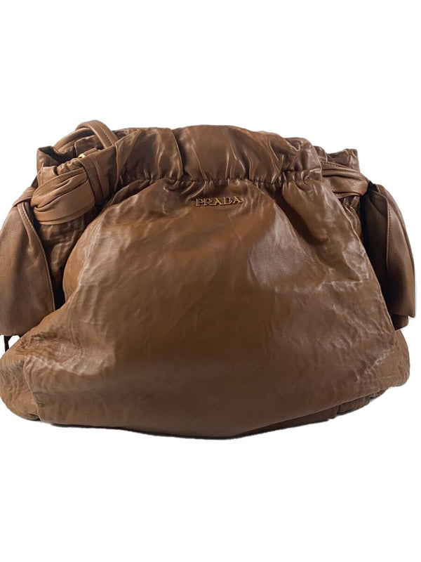 Prada Bn1760 Brown Leather Shoulder Bag Designer Handbag Purse Authentic