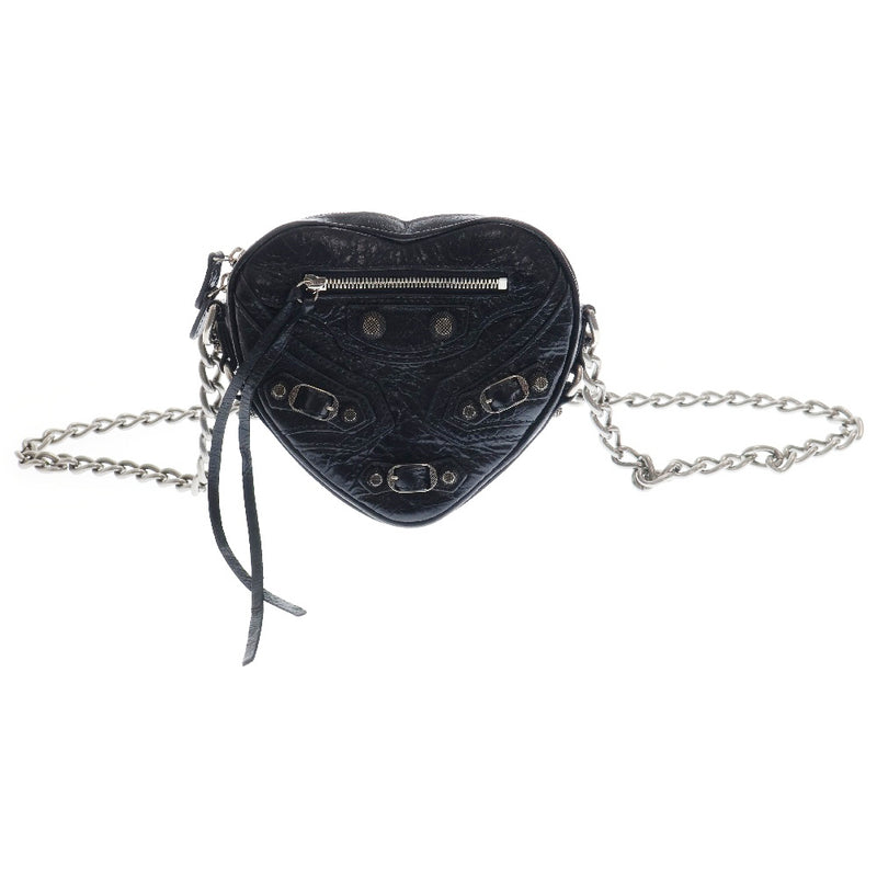 Le Cagole Heart Leather Mini Shoulder Bag Black 722781 Designer