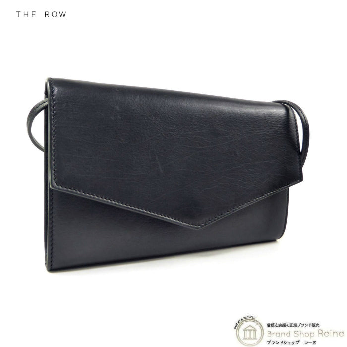 Envelope Leather Shoulder Wallet Bag Black W1600 Designer Clutch