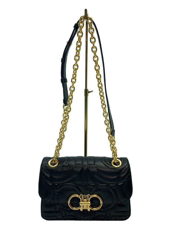 Quilted Gancini 2-way Shoulder Bag Leather Black 21i281