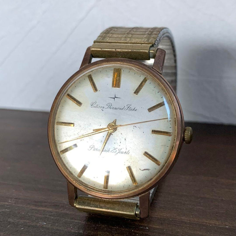 Diamond Flake Hand-winding Watch Antique Dress Watch Working Condition