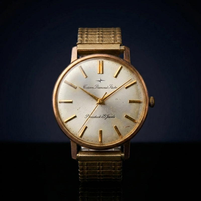 Diamond Flake Hand-winding Watch Antique Dress Watch Working Condition