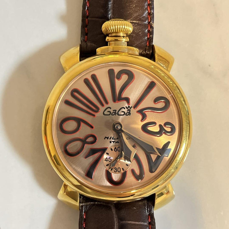 Gaga Milano Manuale 48 Watch Swiss Made Mechanical Leather Band Limited Edition