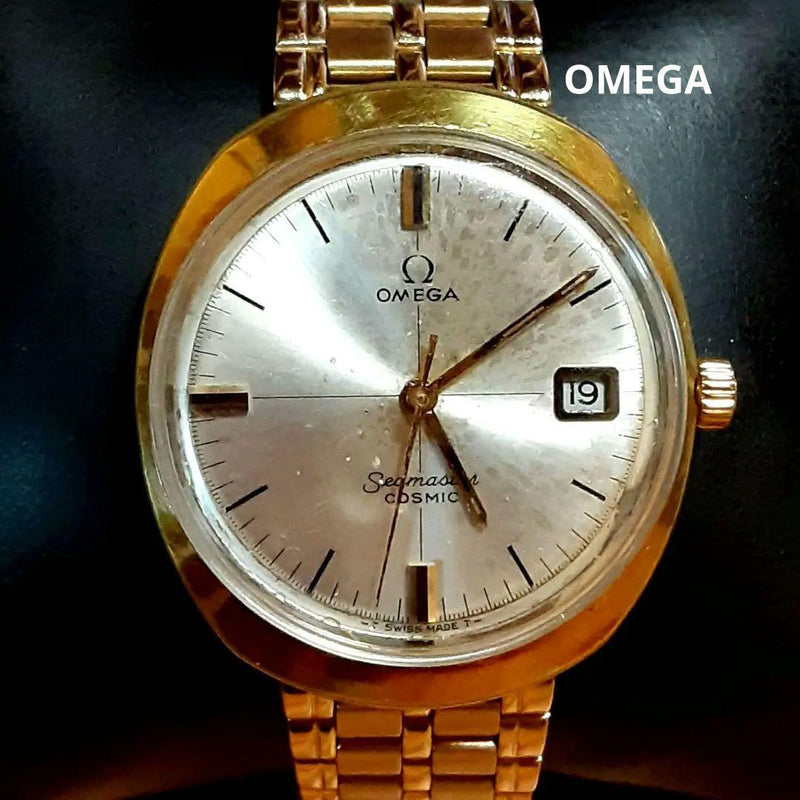 Omega Seamaster Cosmic Date Gold Hand-winding Mens Watch Vintage Analog