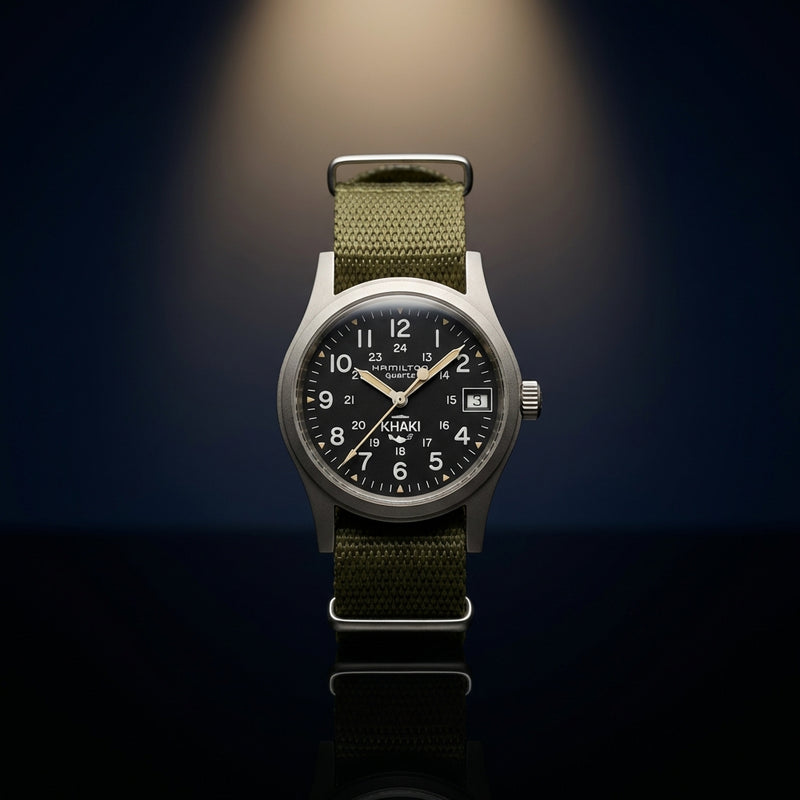 Khaki 9365b Watch Black Dial Quartz 34mm Mens Analog Wristwatch Swiss