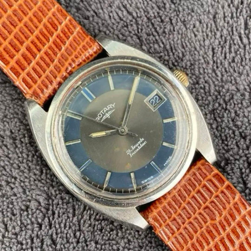 Bulls Eye Vintage Manual Winding Watch With Date Mens Wristwatch