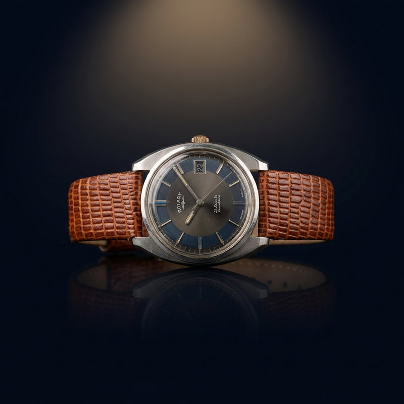 Bulls Eye Vintage Manual Winding Watch With Date Mens Wristwatch
