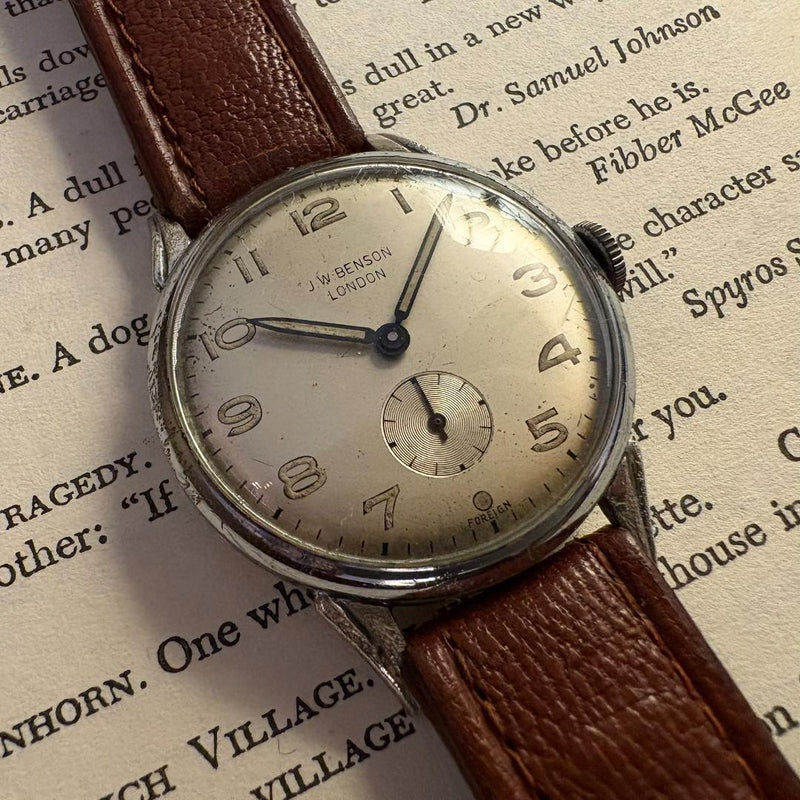 J.w. Benson London Wristwatch Antique Hand-wound 1950s England Vintage Watch