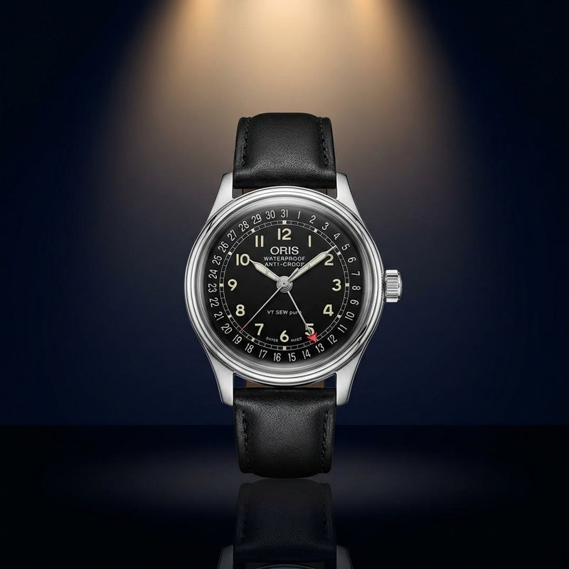 Pointer Date 7285 Hand-wound Watch Black Dial Swiss Made Analog Luxury