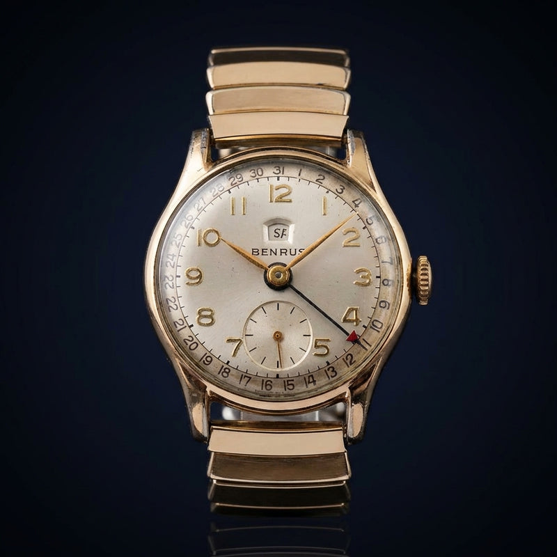 Pointer Date 10rgp Hand-winding Mens Watch 1950s Antique Wristwatch.