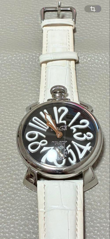 Gaga Milano Manuale 48mm Hand-wound Analog Watch Black White Mens Mechanical