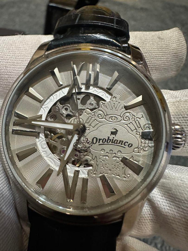 Skeleton Watch Or-0011n Mens Open Heart Wristwatch