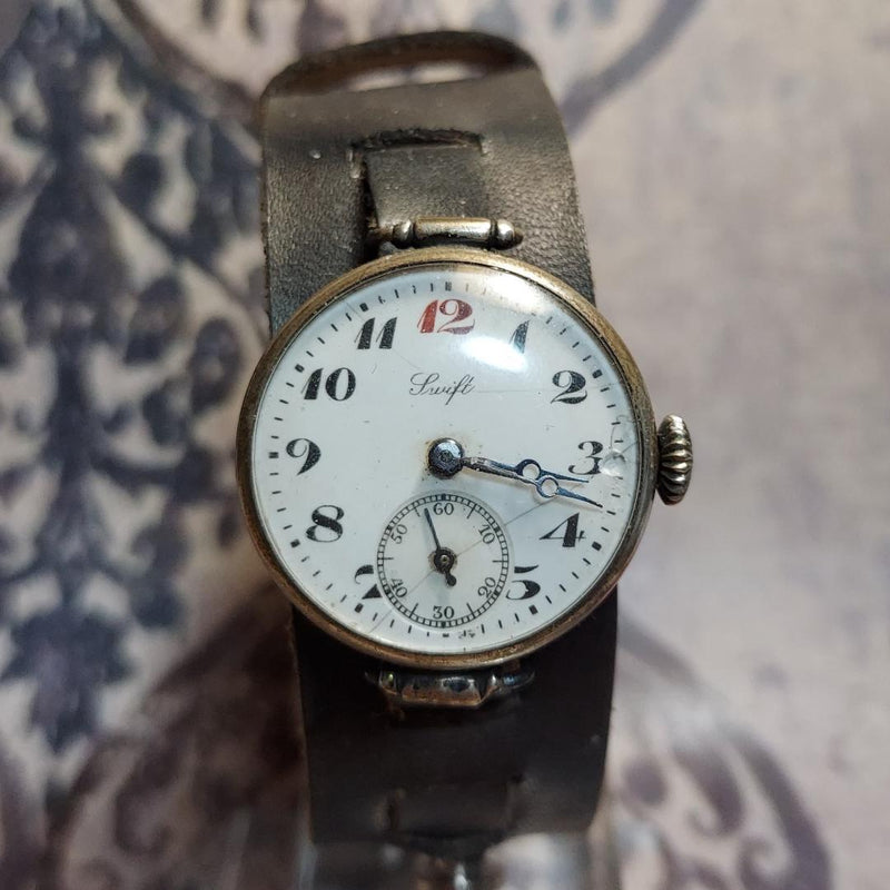 Antique Taisho Era Swiss-made Silver Case Trench Watch Collectible Vintage