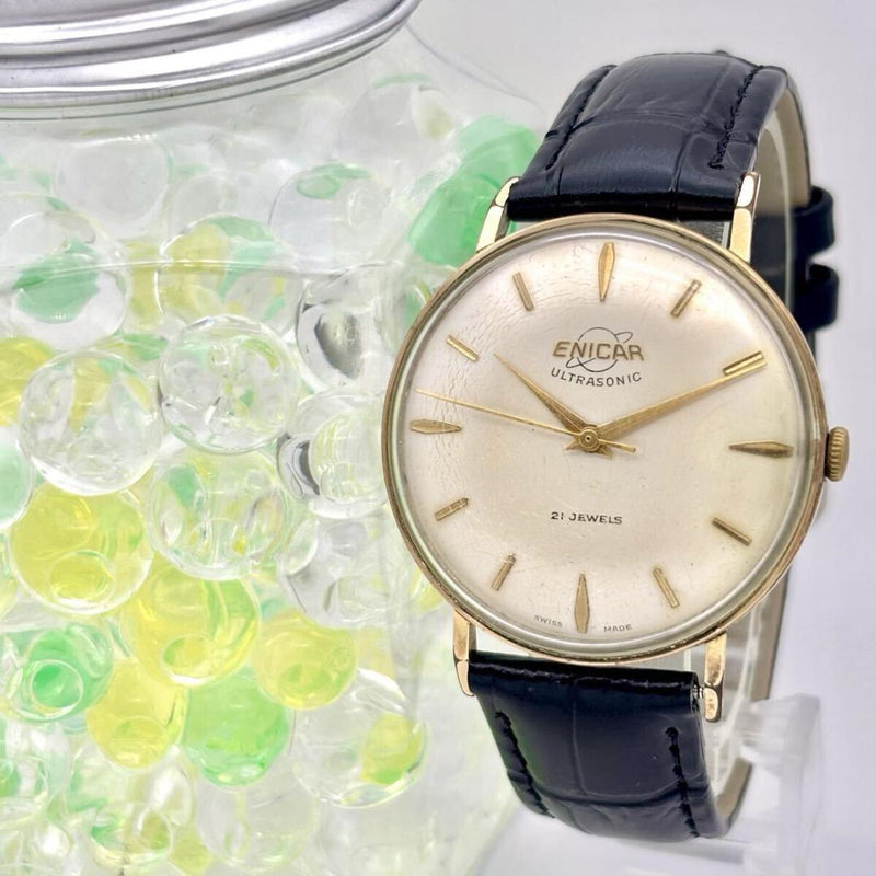 Enicar Ultrasonic Hand-winding Mens Watch Gold Band Vintage Mechanical