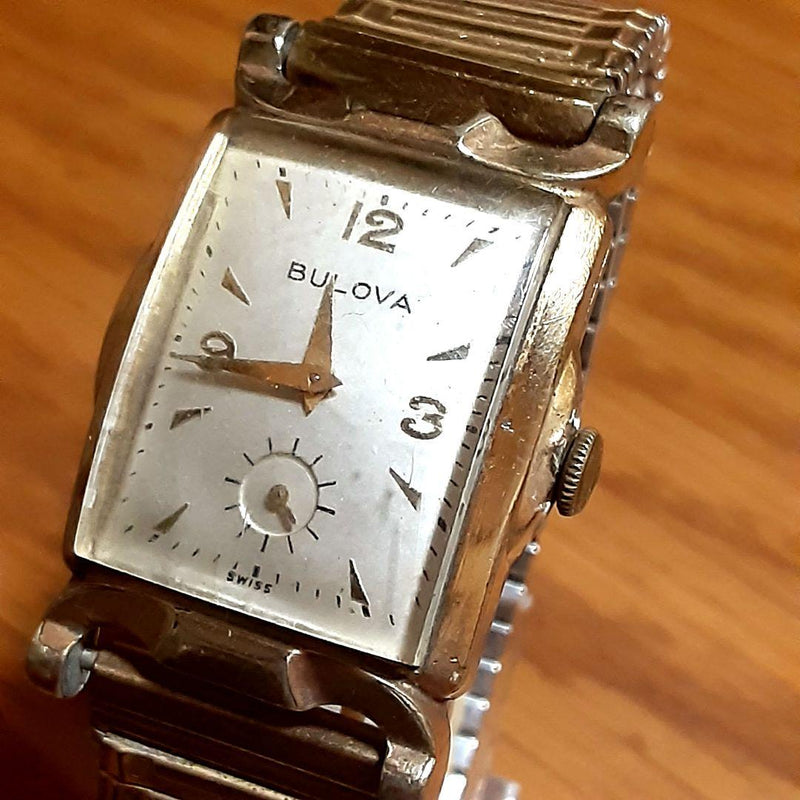 Antique Small Seconds 10k Gp Hand-winding Mens Watch Working Vintage