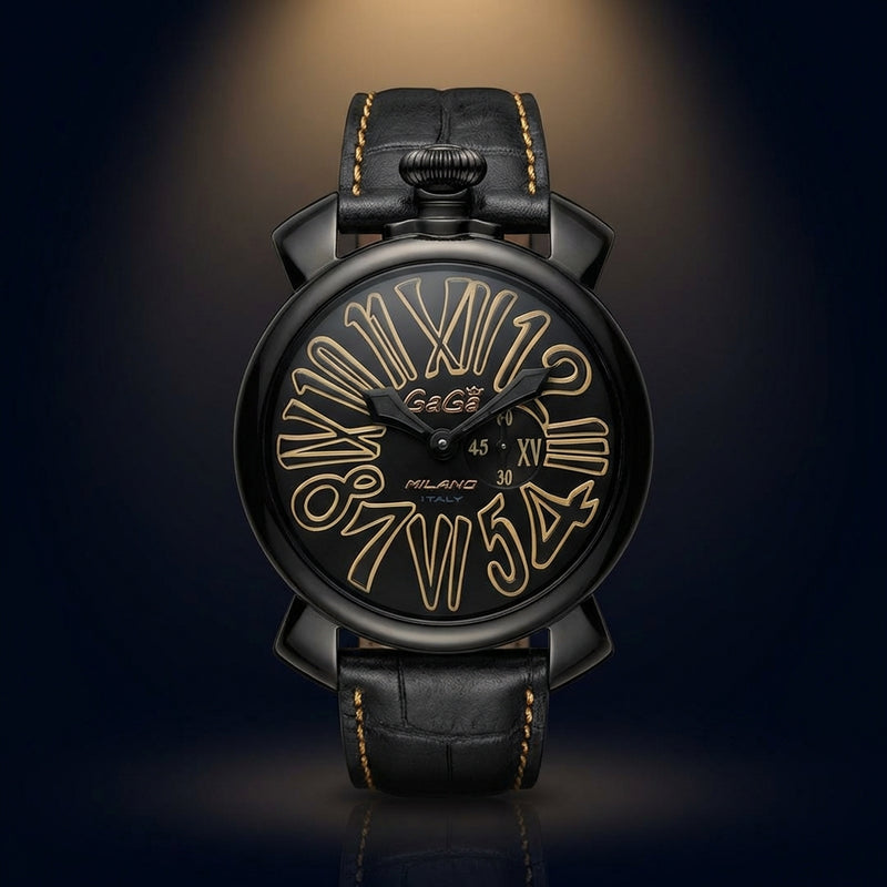 Gaga Milano Watch Black Swiss Made Quartz Movement Fashion Wristwatch
