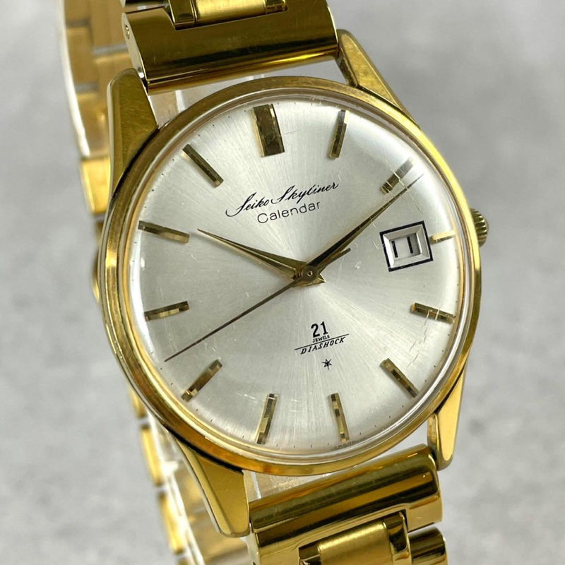 Skyliner Hand-wound Watch 21 Jewels Date Working Belt Vintage Wristwatch