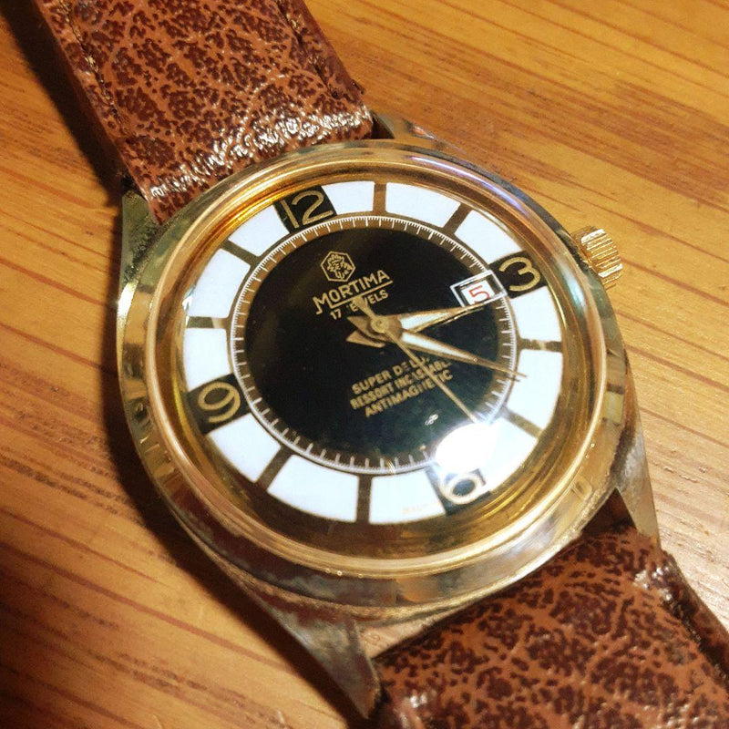 Mortima Hand-wound Mens Watch Date Antimagnetic Vintage Mechanical Wristwatch