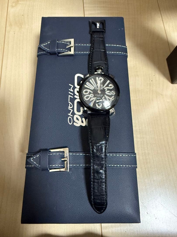 Gaga Milano Manuale 48 Carbon Dial 5013.01s Swiss Made Mens Watch Limited