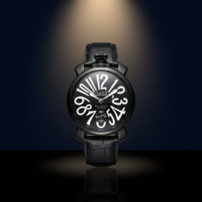 Gaga Milano Manuale 48 Carbon Dial 5013.01s Swiss Made Mens Watch Limited