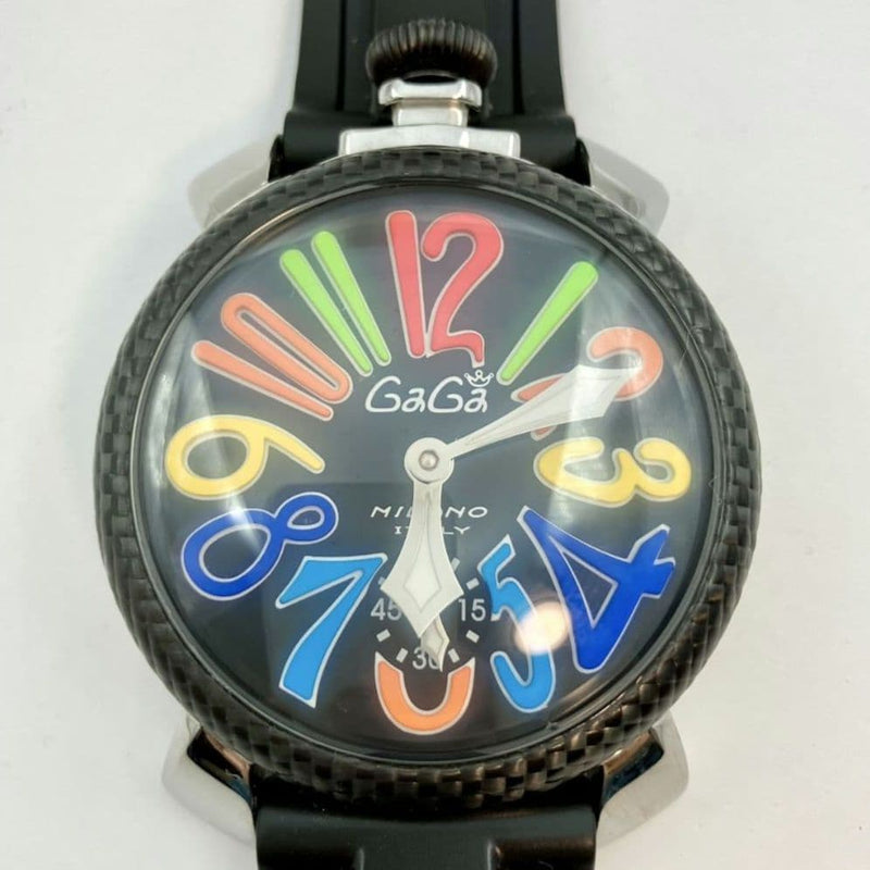 Gaga Milano Manuale 48 Hand-wound Wristwatch Rubber Strap Mens Analog Watch
