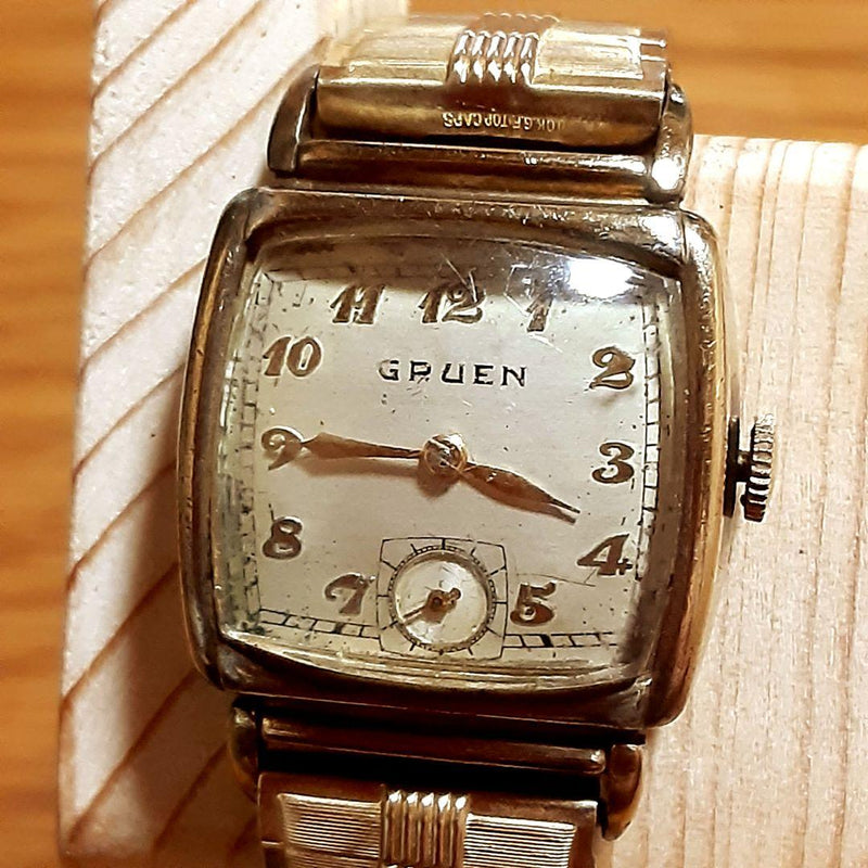 Antique 10k Gf Small Seconds Hand-winding Mens Watch Working Vintage