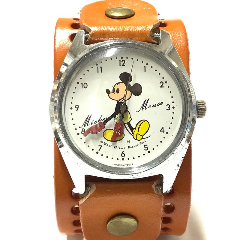Mickey Mouse Hand-wound Watch Showa Retro Vintage Collectible Replaced