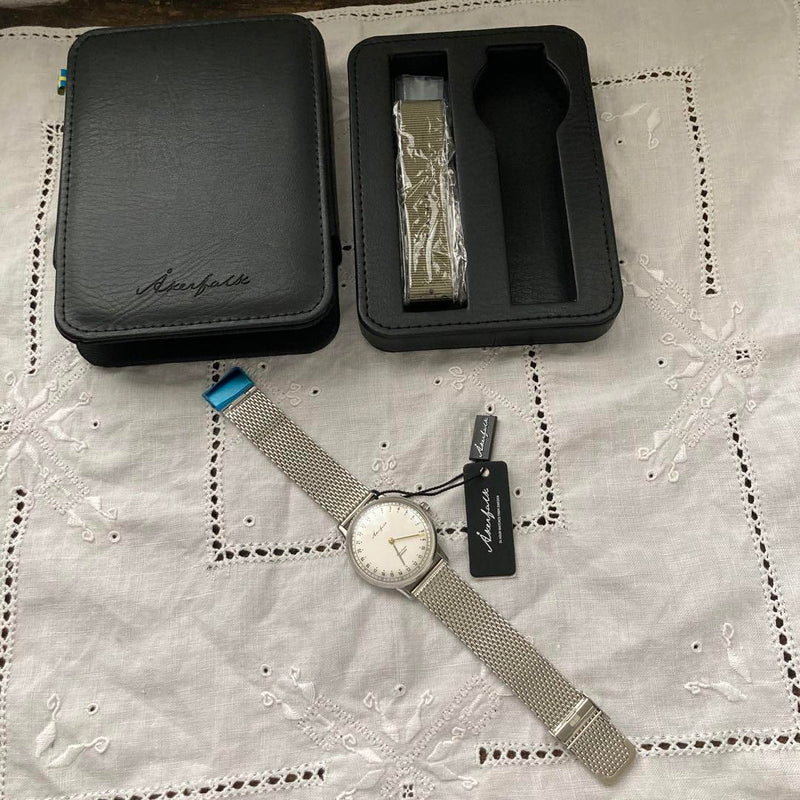 Okerfalk 24-hour Watch Swedish Mesh Silver Minimalist Quartz Wristwatch Casual