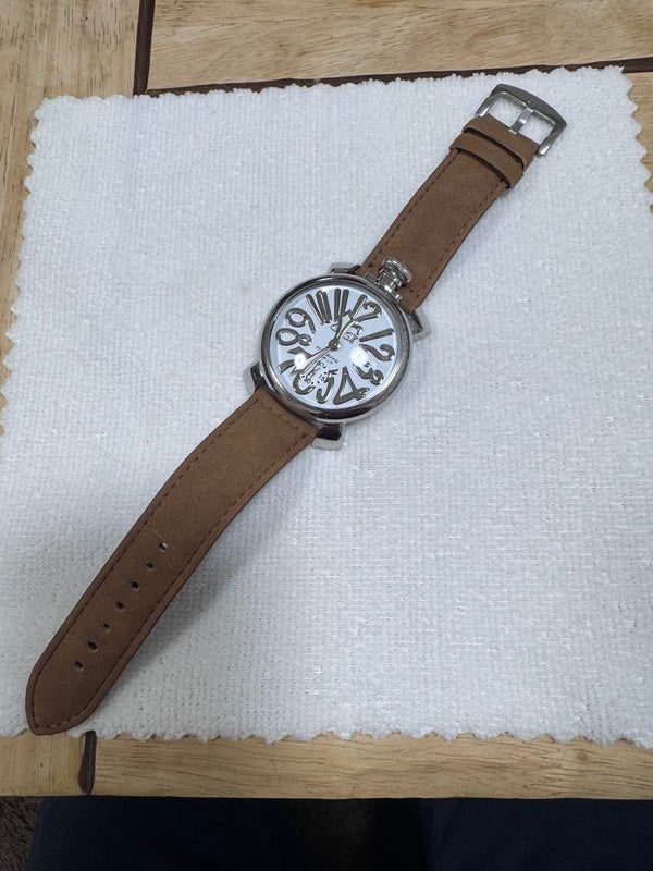 Gaga Milano Manuale 48 White Manual Winding Watch Swiss Made Luxury Wristwatch