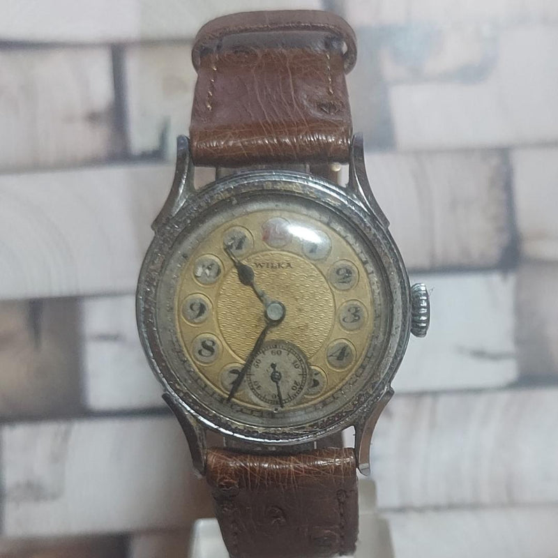 Wilka Gold Dial Hand-wound Watch Mechanical Wristwatch Luxury Dress Watch