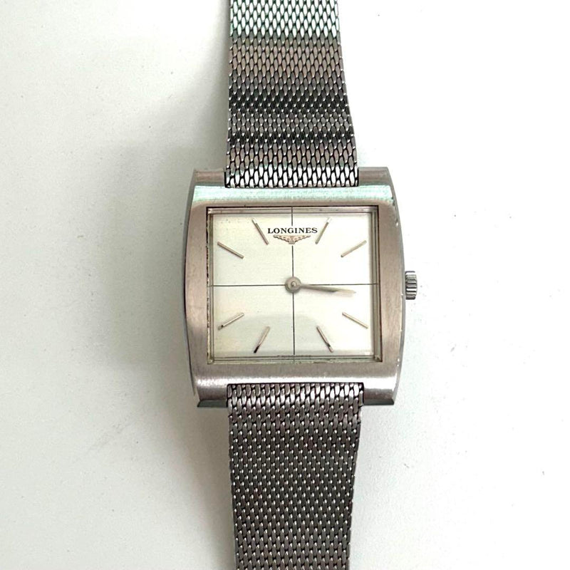Hand-wound Watch Square Case Mesh Band Mens Dress Watch