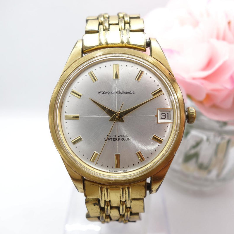Calendar Manual-winding Mens Watch Gold 19 Jewels Vintage Style Dress