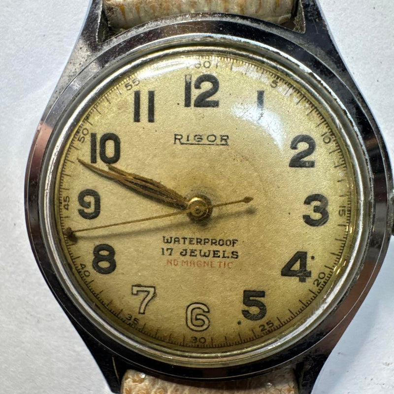 Antique Rigor Hand-wound Watch Cream Dial 17 Jewels Waterproof Vintage Style