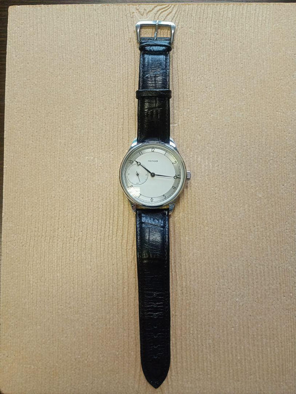 Hand-wound Analog Watch Silver Black Mechanical Wristwatch Classic Dress