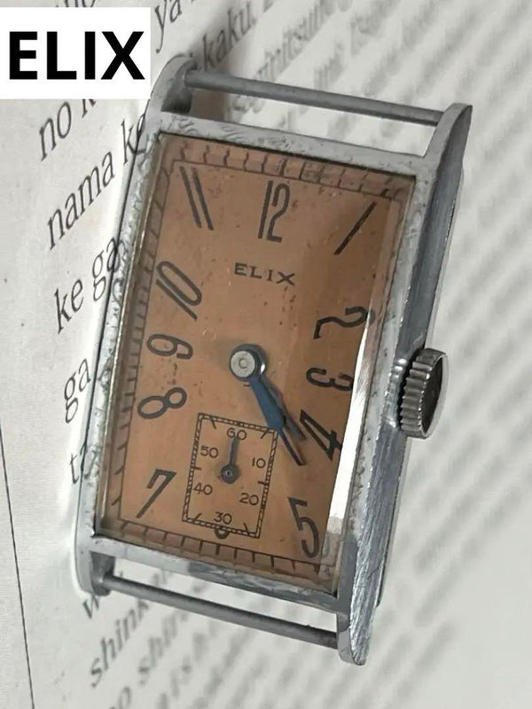 Elix Rectangular Antique Watch Hand-wound Mechanical Brown Leather Strap