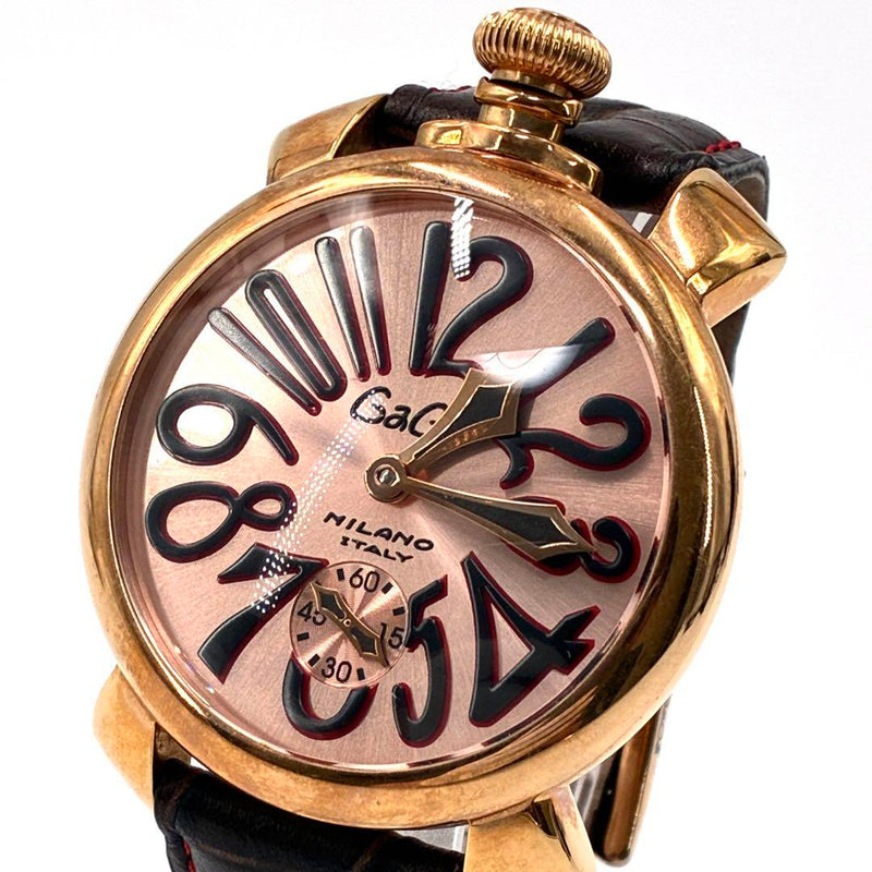 Gaga Milano Manuale 48 Watch Pink Gold Exhibition Caseback Manual Winding