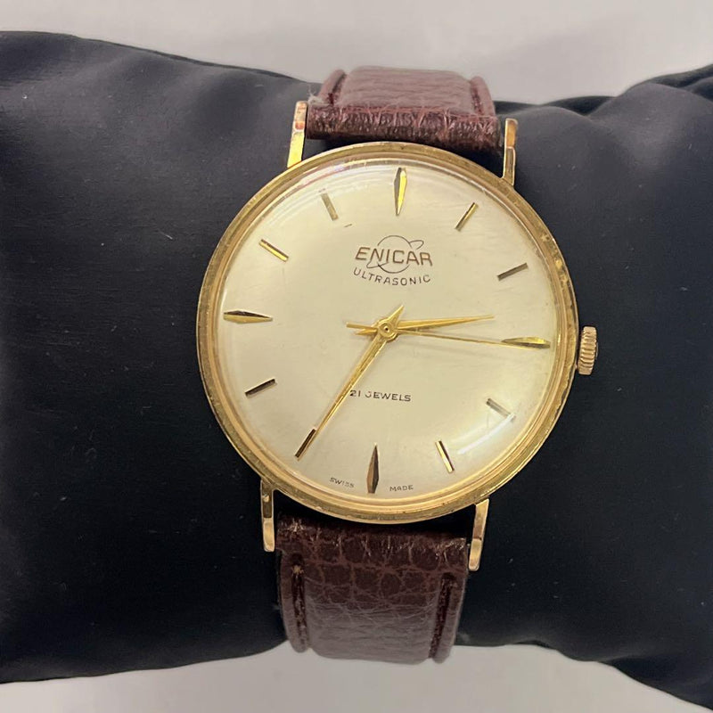 Vintage Enicar Ultrasonic 21 Jewels Manual Wind Watch Collectible Timepiece