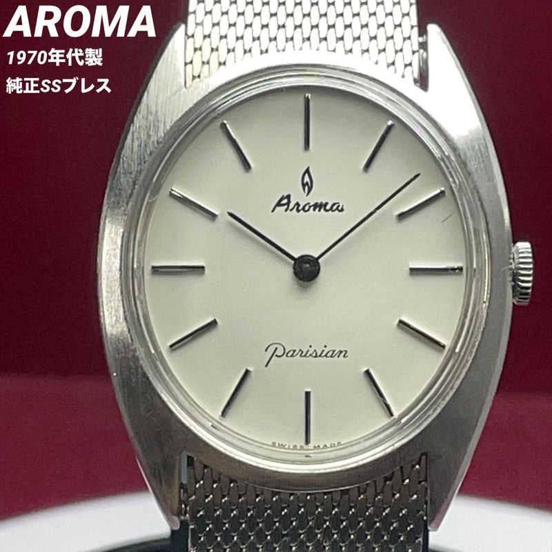 70s  Parisian Hand-wound Swiss Made Watch Original Bracelet Crown Vintage