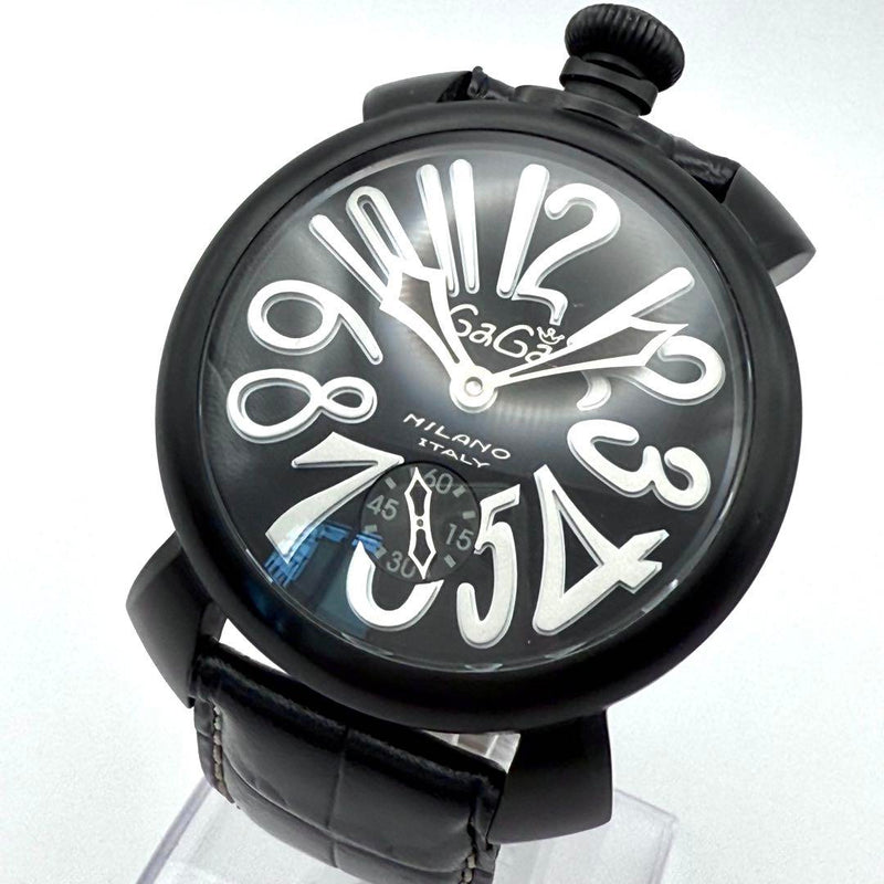 Gaga Milano Manuale Hand-wound Watch Exhibition Caseback All Black Mechanical