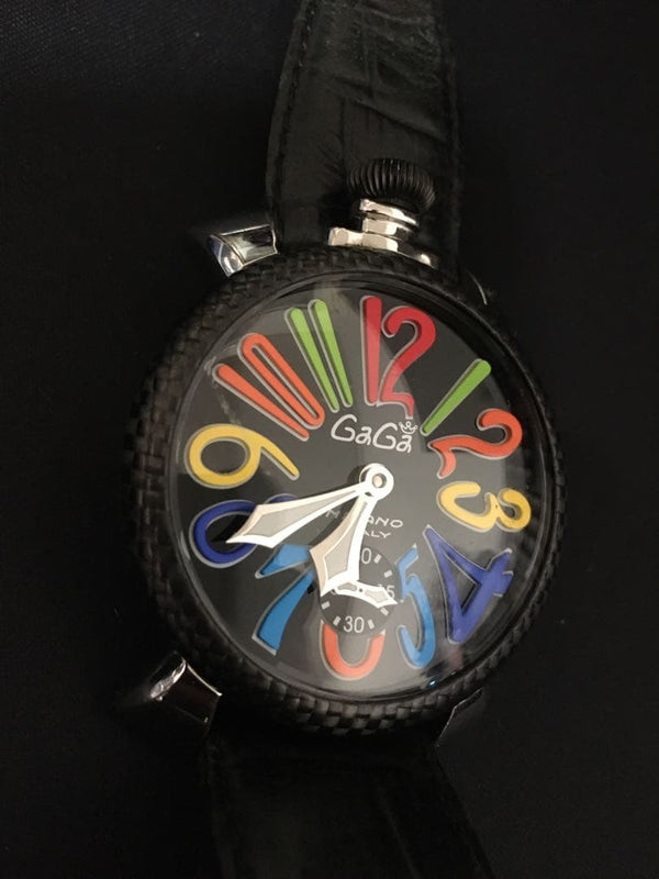 Gaga Milano Carbon Fiber Hand-wound Watch Luxury Mens Watch Mechanical Movement