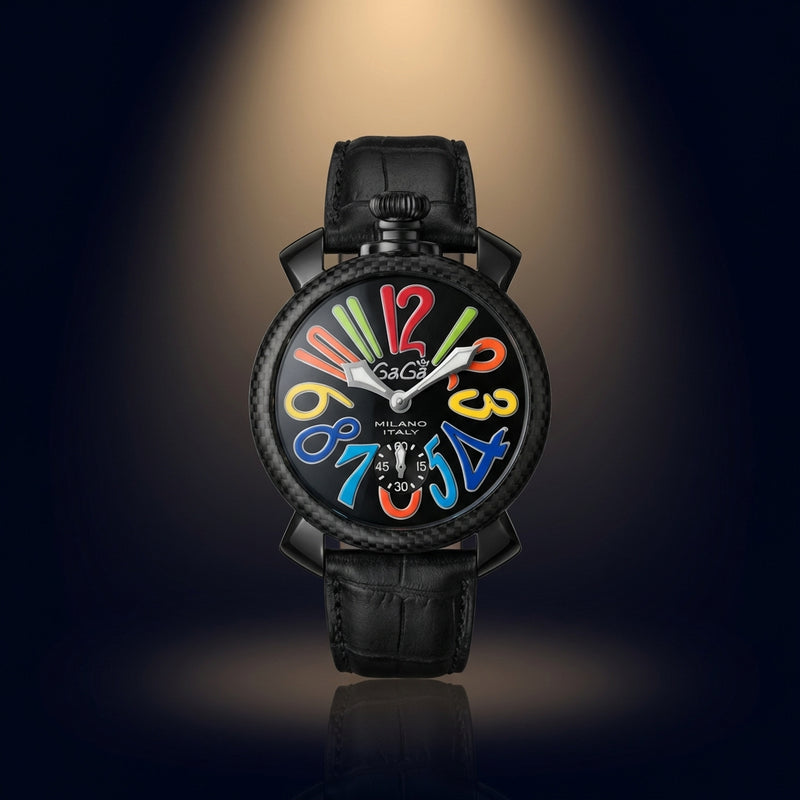 Gaga Milano Carbon Fiber Hand-wound Watch Luxury Mens Watch Mechanical Movement
