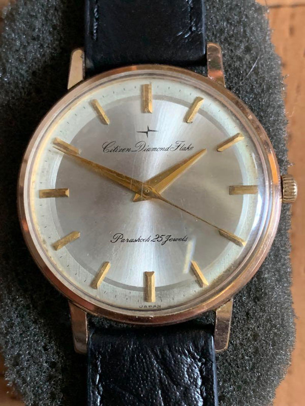 Diamond Flake Watch Manual Winding Vintage Style Dress Watch Mens