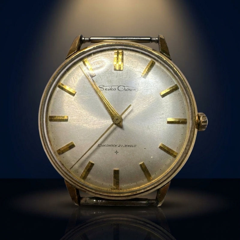 Crown Hand-wound Watch Silver Dial Vintage Mechanical Wristwatch