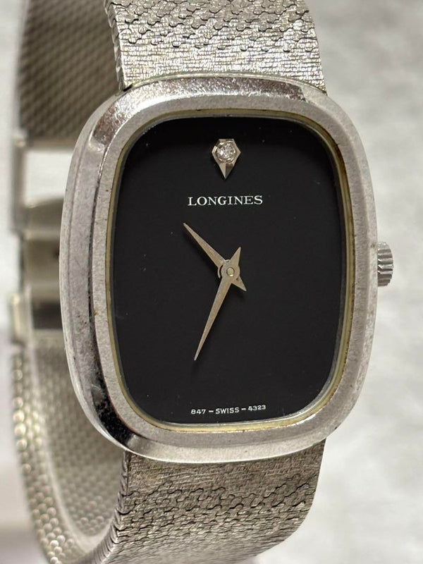 1p Diamond Manual Wind 847 4323 Silver Engraved Mens Watch Dress Watch