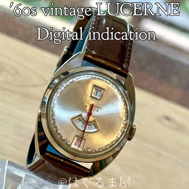 Lucerne Mechanical Digital Display Hand-wound Mens Watch 1960s Vintage Serviced